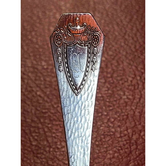 Antique 24pc Rogers Bros XS Triple Silver Plated Monogrammed A Heraldic Flatware - Picture 5 of 14